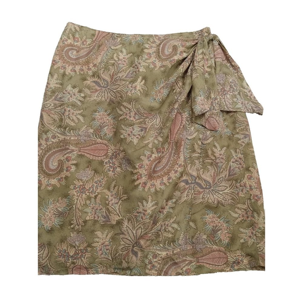 VALERIE STEVENS PURE SILK WOMEN'S WRAP SHORT MIDI SILK SKIRT WOMEN'S SIZE M